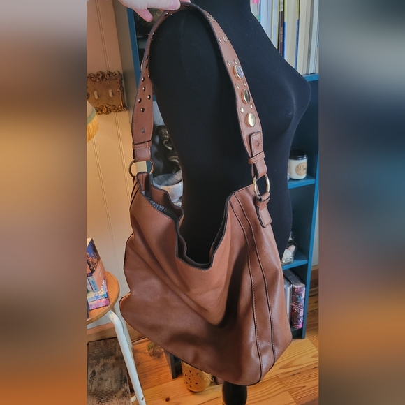 Brown Faux Leather Women's Slouch Purse - Picture 2 of 4